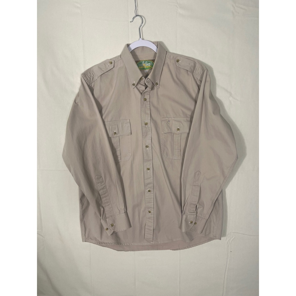 James Smart Camisa De Campo Khaki Safari Shirt Mens 42 Epaulets Thistle Logo